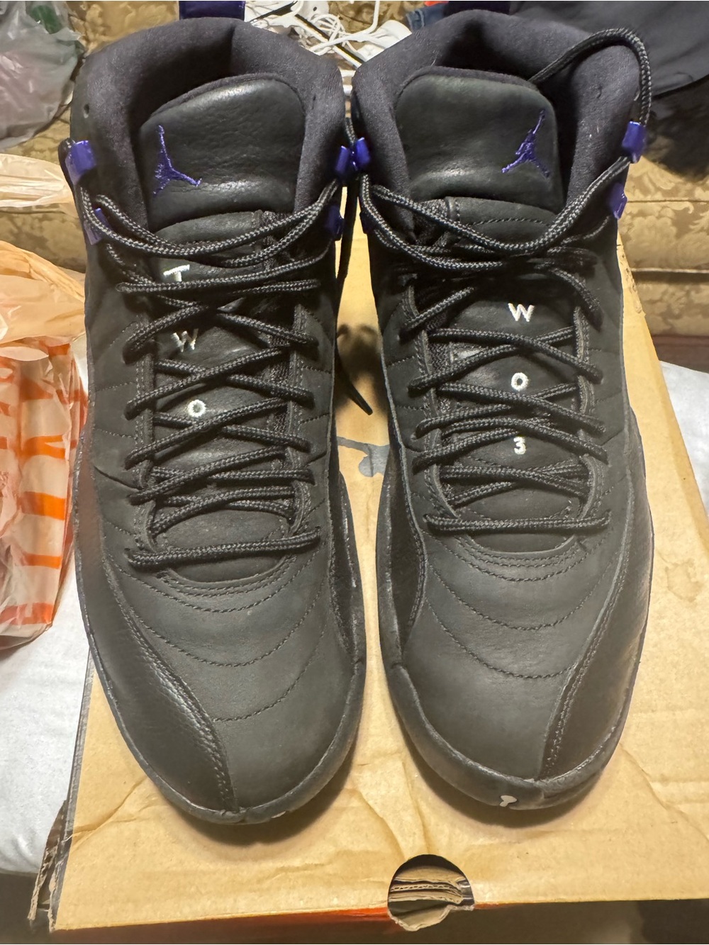 Jordan Black Sneakers with Purple Accents